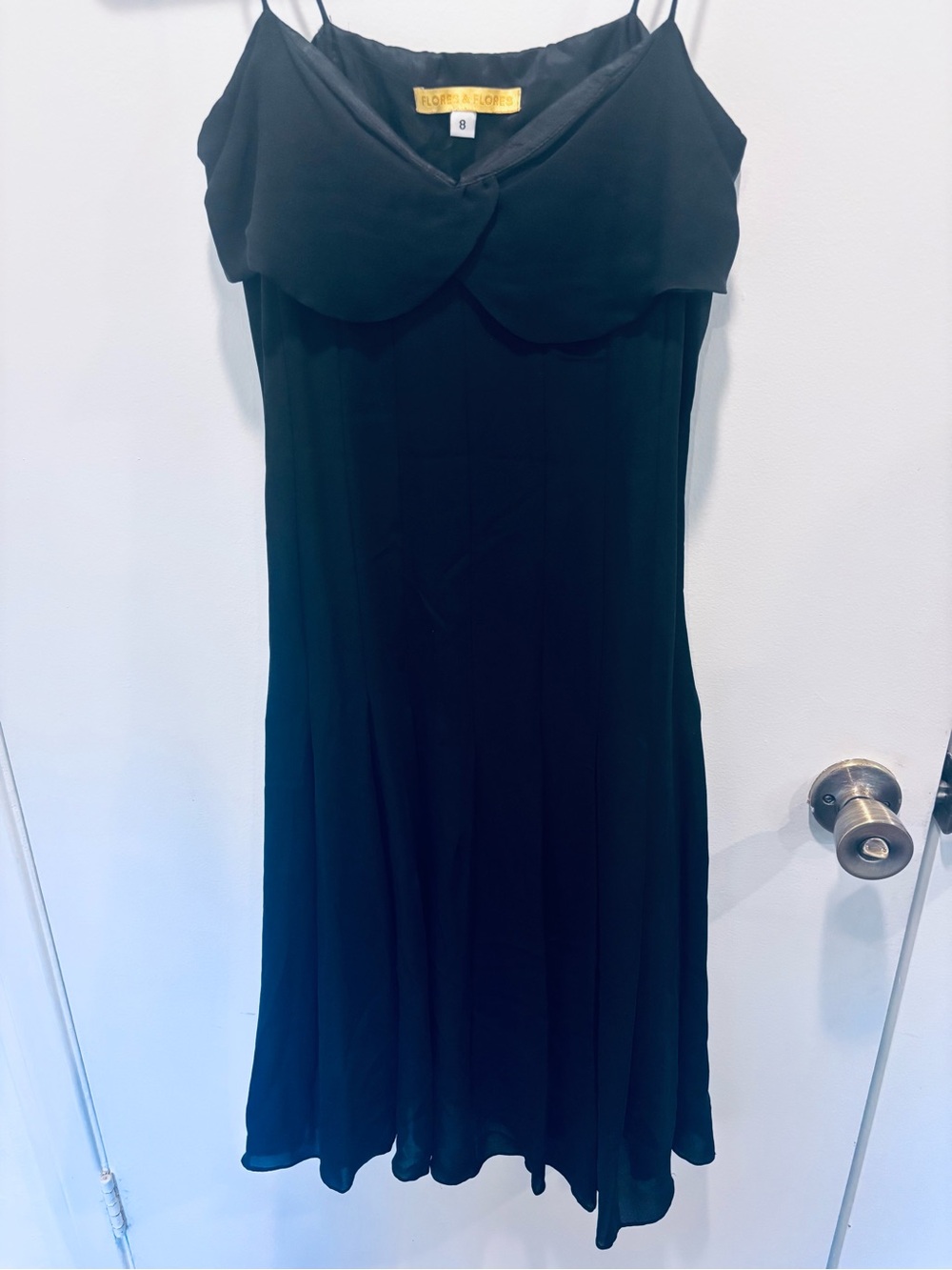 Flora & Flores Black Spaghetti-Strap Midi Dress